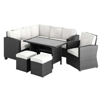 MEBLE OGRODOWE DLA 8 OSÓB RATTAN 1091 CZARNY
