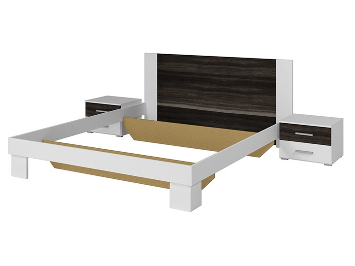 Łóżko 160x200 + stoliki nocne VERA VE51 biały / orzech czarny Pomieszczenie Sypialnia Kategoria Zestawy mebli do sypialni
