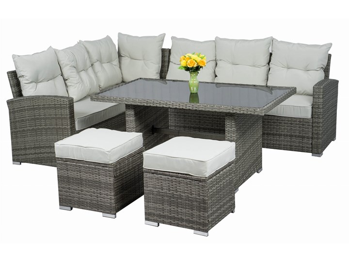 MEBLE DUŻY ZESTAW OGRODOWY RATTAN TECHNORATTAN FC-1043 POPIEL Zestawy obiadowe Zestawy wypoczynkowe Stal Zawartość zestawu Sofa Kategoria Zestawy mebli ogrodowych