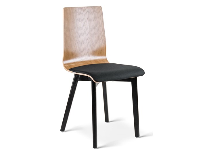 LUKA W PS krzesło dębowe, miękkie siedzisko czarna rama Tapicerowane Płyta MDF Wysokość 48 cm Głębokość 40 cm Głębokość 41 cm Tkanina Wysokość 87 cm Drewno Szerokość 40 cm Kolor Czarny