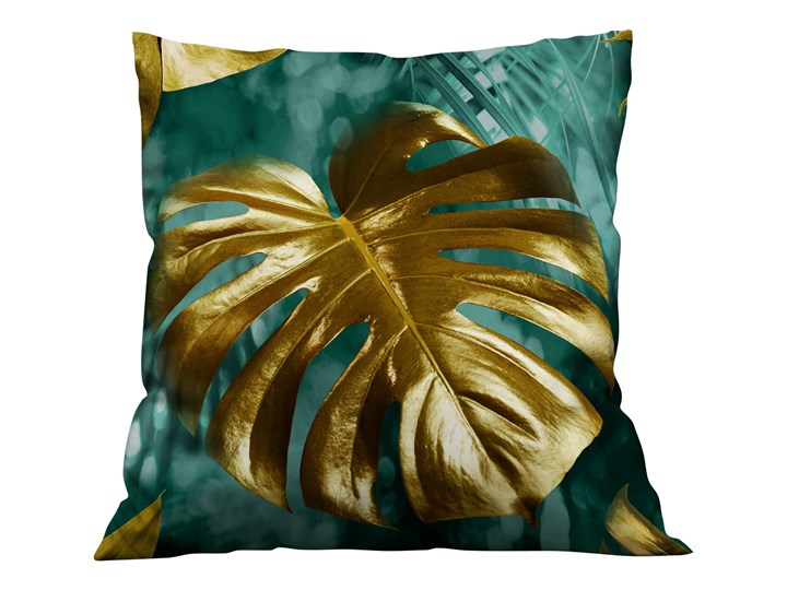 Poszewka dekoracyjna ZŁOTE LIŚCIE MONSTERA 3D ZIELEŃ-VELVET 40x40 cm 45x45 cm Aksamit Kwadratowe Poliester Kategoria Poduszki i poszewki dekoracyjne