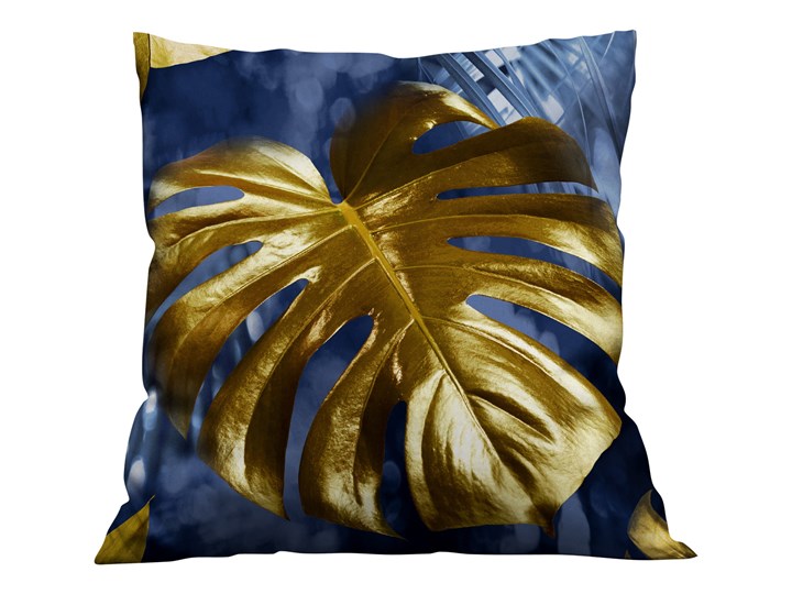 Poszewka dekoracyjna ZŁOTE LIŚCIE MONSTERA 3D GRANAT-VELVET Poliester 45x45 cm Aksamit Kwadratowe Pomieszczenie Salon Pomieszczenie Pokój przedszkolaka