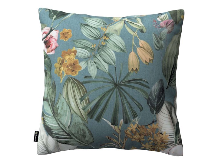 Poszewka Kinga na poduszkę, kwiaty na zielono-niebieskim tle, 43 × 43 cm, Abigail 40x60 cm Bawełna Poszewka dekoracyjna 43x43 cm 60x60 cm 45x65 cm Kwadratowe 50x50 cm 45x45 cm Kategoria Poduszki i poszewki dekoracyjne