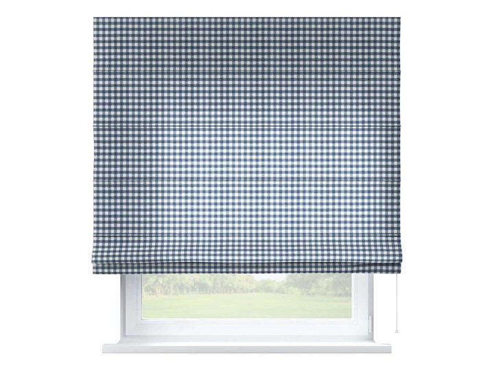 Roleta rzymska Capri, granatowo biała kratka (1,5x1,5cm), szer.80 × dł.170 cm, Quadro Pomieszczenie Pokój nastolatka Pomieszczenie Salon