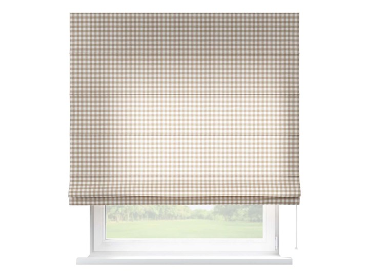 Roleta rzymska Capri, beżowo biała kratka (1,5x1,5cm), szer.80 × dł.170 cm, Quadro Typ Roleta transparentna Wzór Kwiaty