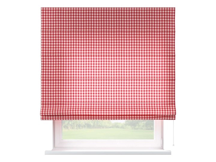 Roleta rzymska Capri, czerwono biała kratka (1,5x1,5cm), szer.80 × dł.170 cm, Quadro Typ Roleta zaciemniająca Kolor Czerwony
