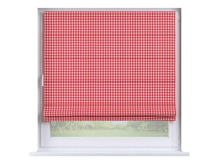 Roleta rzymska Capri, czerwono biała kratka (1,5x1,5cm), szer.80 × dł.170 cm, Quadro Wzór Dla dzieci Typ Roleta transparentna