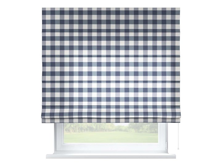 Roleta rzymska Capri, granatowo biała krata (5,5x5,5cm), szer.80 × dł.170 cm, Quadro Typ Roleta przeciwsłoneczna