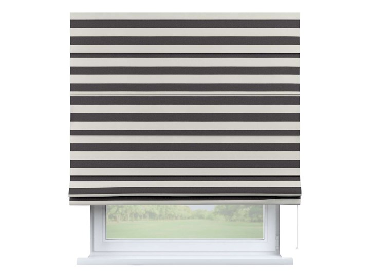 Roleta rzymska Capri, biało - grafitowe pasy (5,5cm), szer.80 × dł.170 cm, Quadro Pomieszczenie Biuro i pracownia