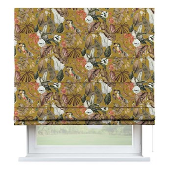 Roleta rzymska Capri, kwiaty na musztardowym tle, szer.80 x dł.170 cm, Abigail