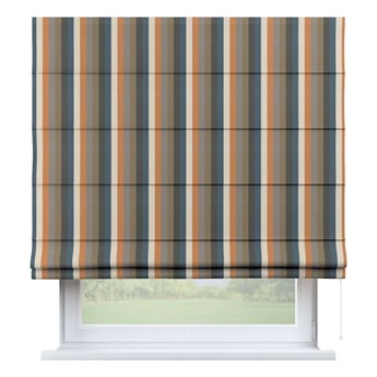 Roleta rzymska Capri, kolorowe pasy w rudo-brązowo-niebieskiej kolorystyce, szer.80 x dł.170 cm, Vintage 70's