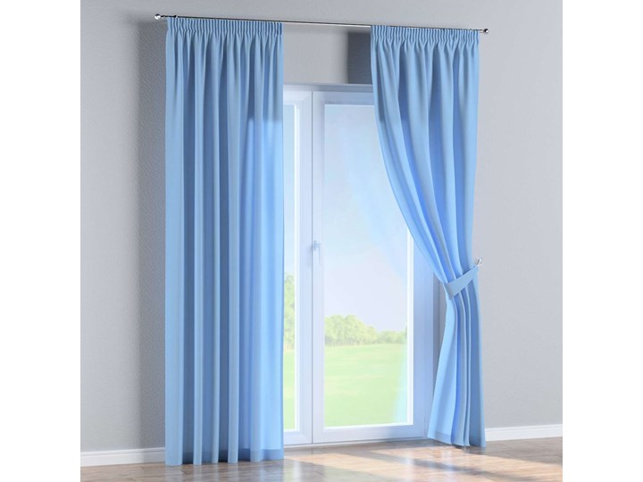 Zasłona na taśmie marszczącej 1 szt., niebieski, 1szt 130 × 260 cm, Loneta Zasłona zaciemniająca Bawełna 130x260 cm Poliester Wzór Gładkie