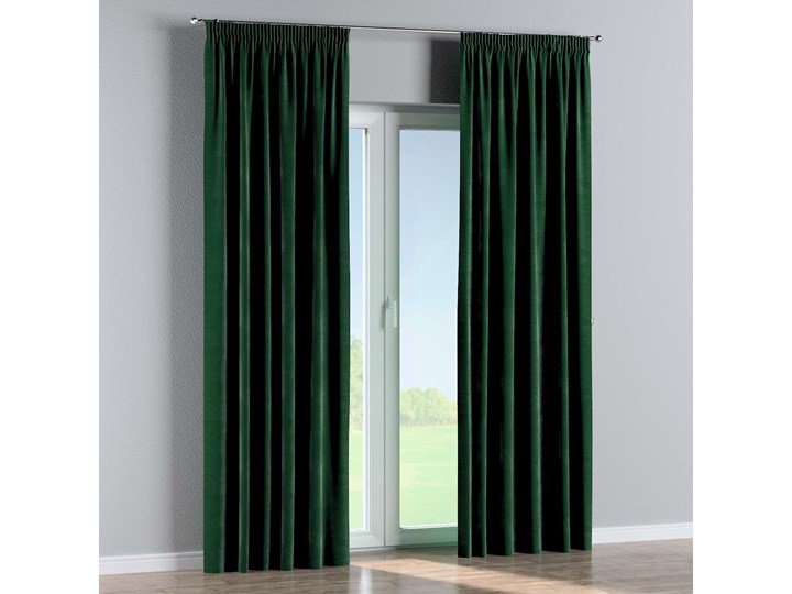 Zasłona na taśmie marszczącej 1 szt., butelkowa zieleń, 1szt 130 × 260 cm, Velvet Poliester Zasłona prześwitująca 130x260 cm Mocowanie Taśma
