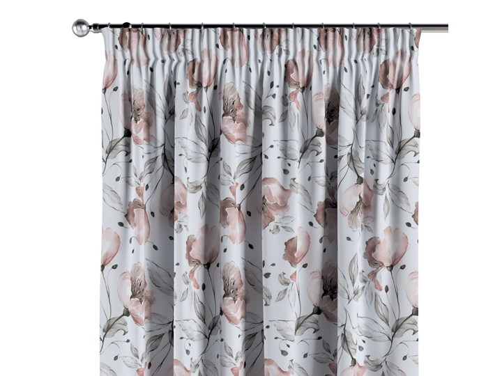 Zasłona na taśmie marszczącej 1 szt., różowe kwiaty na kremowym tle, 1szt 130 × 260 cm, Velvet 130x260 cm Zasłona prześwitująca Poliester Kolor Różowy