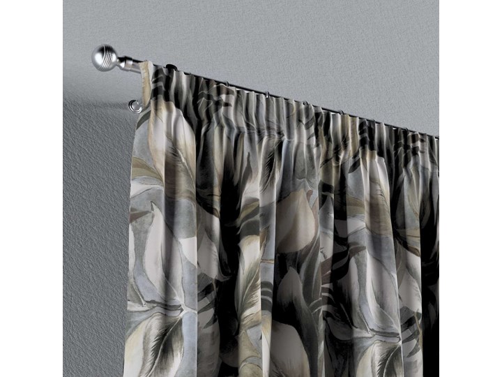 Zasłona na taśmie marszczącej 1 szt., szaro-beżowe liście, 1szt 130 × 260 cm, Abigail 130x260 cm Bawełna Kategoria Zasłony