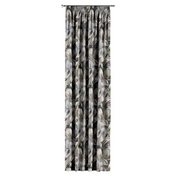 Zasłona na taśmie marszczącej 1 szt., szaro-beżowe liście, 1szt 130 × 260 cm, Abigail