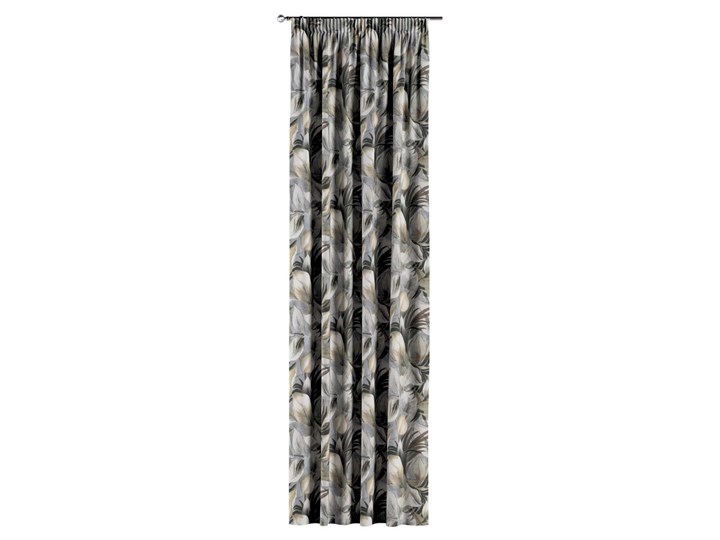 Zasłona na taśmie marszczącej 1 szt., szaro-beżowe liście, 1szt 130 × 260 cm, Abigail 130x260 cm Bawełna Mocowanie