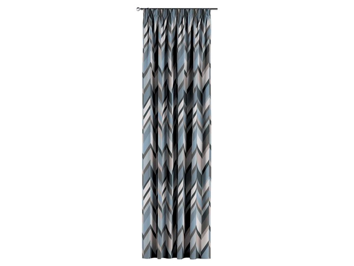 Zasłona na taśmie marszczącej 1 szt., geometryczny wzór w niebiesko-beżowej kolorystyce, 1szt 130 × 260 cm, Vintage 70's Bawełna Poliester 130x260 cm Pomieszczenie Jadalnia