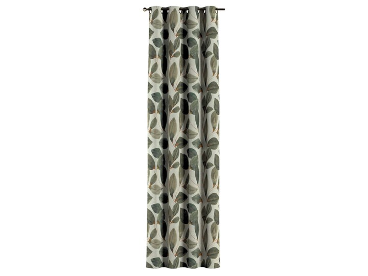 Zasłona na kółkach 1 szt., brązowo-pomarańczowe liście na szarym lnianym tle, 1szt 130 × 260 cm, Abigail Bawełna Mocowanie Taśma 130x260 cm Len Kategoria Zasłony