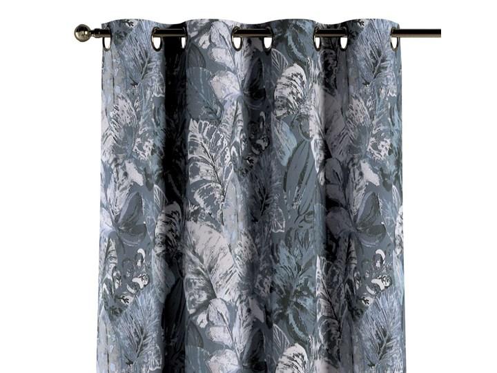 Zasłona na kółkach 1 szt., niebiesko-szare liście na szaro-niebieskim tle, 1szt 130 × 260 cm, Abigail 130x260 cm Kategoria Zasłony Zasłona zaciemniająca Bawełna Pomieszczenie Sypialnia