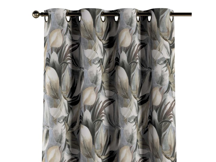 Zasłona na kółkach 1 szt., szaro-beżowe liście, 1szt 130 × 260 cm, Abigail 130x260 cm Mocowanie Taśma Bawełna Kategoria Zasłony