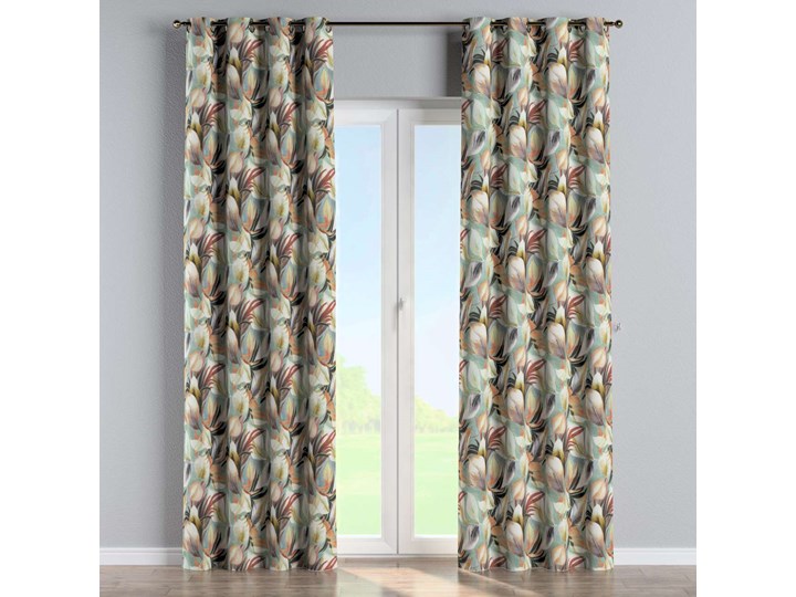Zasłona na kółkach 1 szt., pomarańczowo-bordowo-zółte liście na miętowym tle, 1szt 130 × 260 cm, Abigail Bawełna 130x260 cm Kategoria Zasłony Mocowanie Taśma