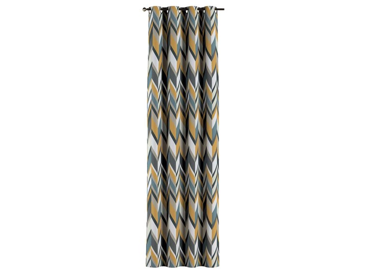 Zasłona na kółkach 1 szt., geometryczne wzory w żółto-niebiesko-bezowej kolorystyce, 1szt 130 × 260 cm, Vintage 70's Poliester Bawełna 130x260 cm Pomieszczenie Jadalnia