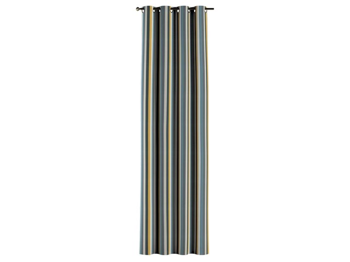 Zasłona na kółkach 1 szt., kolorowe pasy w niebiesko-żółto-szarej kolorystyce, 1szt 130 × 260 cm, Vintage 70's Bawełna 130x260 cm Poliester Pomieszczenie Jadalnia