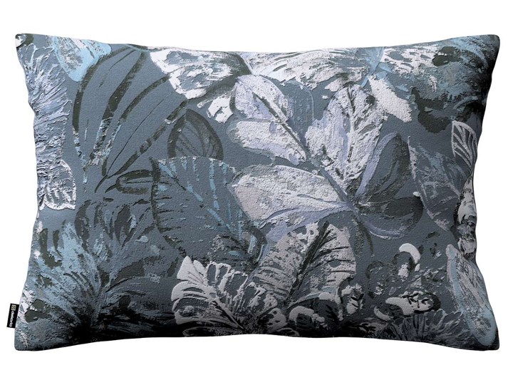 Poszewka Kinga na poduszkę prostokątną, niebiesko-szare liście na szaro-niebieskim tle, 60 × 40 cm, ...