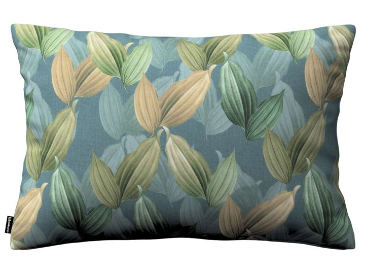 Poszewka Kinga na poduszkę prostokątną, zielone, beżowe liście na niebiesko-zielonym tle, 60 × 40 cm ...