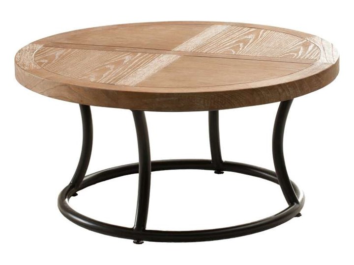 Stolik okrągły Kendari natural 90cm, 90 × 46 cm Styl Minimalistyczny Drewno Metal Styl Nowoczesny