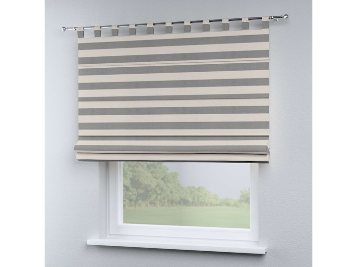 Roleta rzymska Verona, biało - szare pasy (5,5cm), szer.80 × dł.170 cm, Quadro Typ Roleta transparentna Pomieszczenie Sypialnia