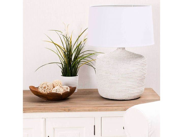 Lampa stołowa Coastal White wys. 62cm, 45 × 45 × 62 cm Lampa z kloszem Styl Skandynawski Kolor Złoty