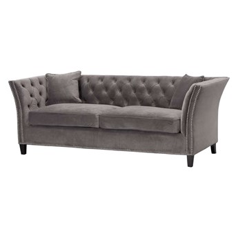 Sofa Chesterfield Modern Velvet Dark Grey 3-os., 225 × 87 × 82 cm