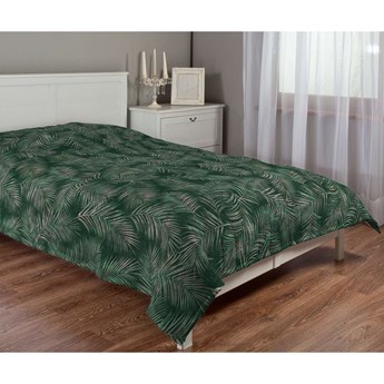 Narzuta pikowana w pasy, zielony w liście, szer.260 × dł.210 cm, Velvet