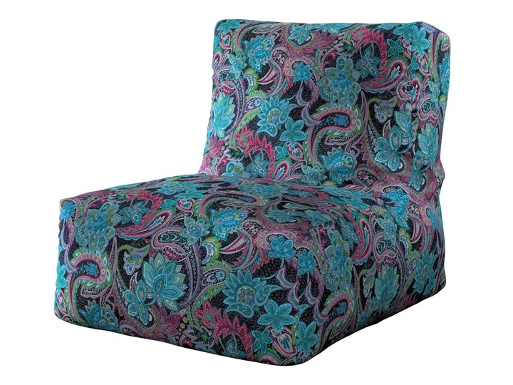 Pufa- fotel, wielokolorowy paisley, 67 × 31 × 75 cm, Velvet Tkanina Pufa z oparciem Tworzywo sztuczne Styl Klasyczny