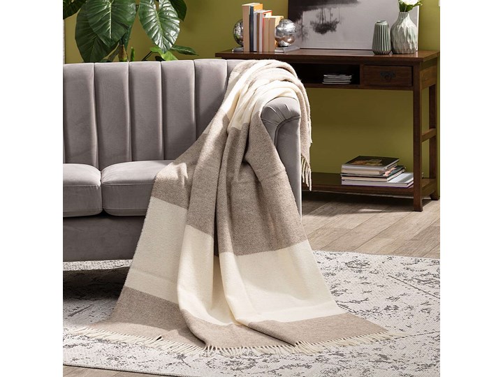 Pled Zelandia 140x200cm beige&creamy, 140 x 200 cm Wełna Kategoria Koce i pledy 140x200 cm Wzór W pasy