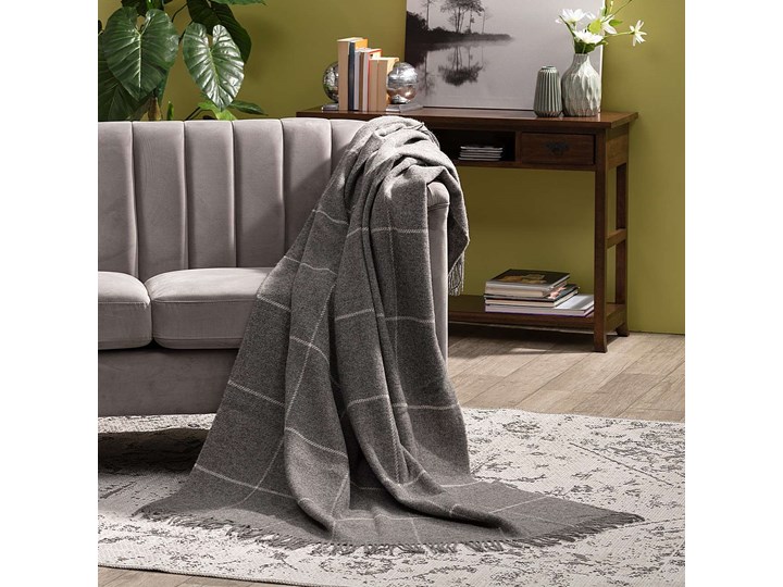 Pled Zelandia 140x200cm check grey, 140 x 200 cm Wełna 140x200 cm Pomieszczenie Salon
