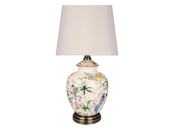 Ceramiczna lampa stołowa w kwiaty i ptaki Eden