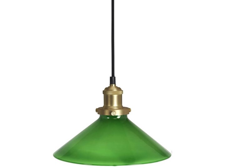 Szklana lampa wisząca stożek August zielona 25cm Lampa z kloszem Styl Industrialny Metal Szkło Mosiądz Kategoria Lampy wiszące