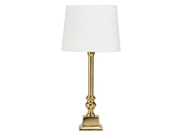Złota lampa stołowa Linne z białym abażurem