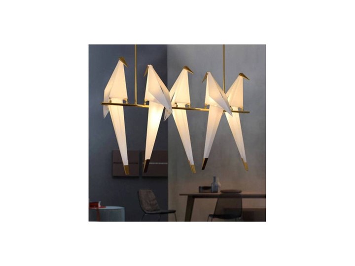 LAMPA WISZĄCA METALOWA BIAŁO ZŁOTE PTAKI SEA BIRD H 59,5 CM Szkło Lampa z kloszem Żyrandol Kolor Złoty Ilość źródeł światła 5 źródeł