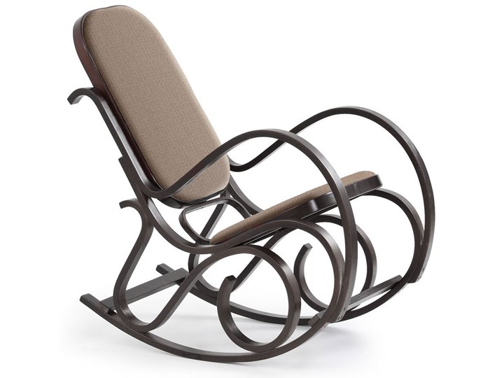 Drewniany fotel bujany w kolorze Wenge X3 - Dixel Drewno Tkanina Szerokość 52 cm Kategoria Fotele do salonu