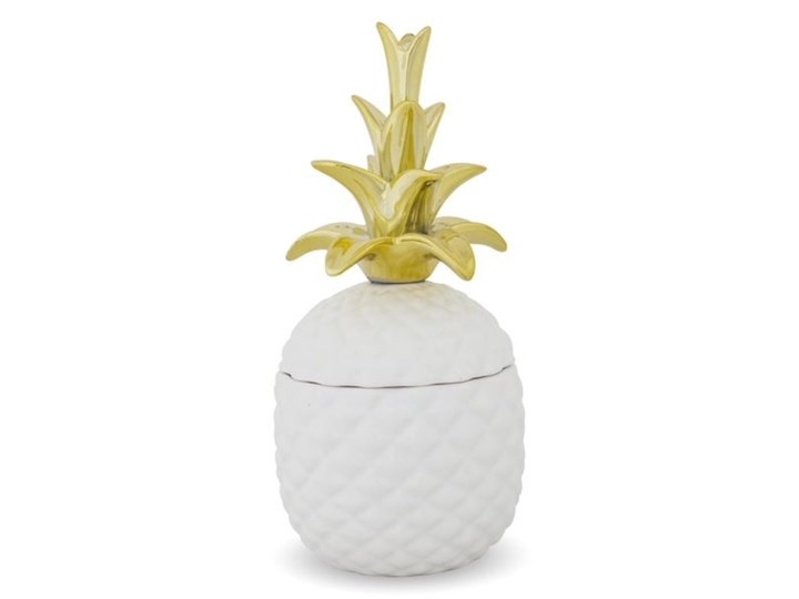 POJEMNIK CERAMICZNY BIAŁO ZŁOTY W KSZTAŁCIE ANANASA WYBIERZ ROZMIAR 25x12x12cm