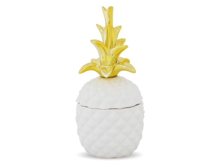 POJEMNIK CERAMICZNY BIAŁO ZŁOTY W KSZTAŁCIE ANANASA WYBIERZ ROZMIAR 25x12x12cm Ceramika Kolor Biały