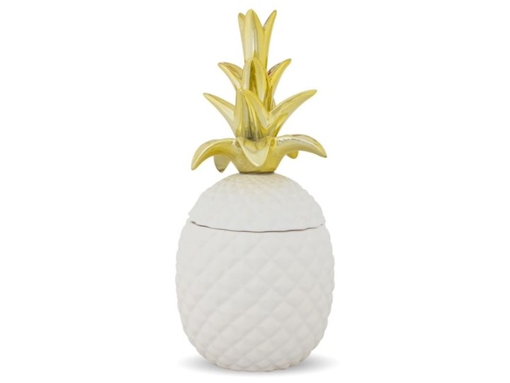 POJEMNIK CERAMICZNY BIAŁO ZŁOTY W KSZTAŁCIE ANANASA WYBIERZ ROZMIAR 25x12x12cm Kolor Biały Ceramika Typ Pojemniki