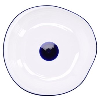 Talerz głęboki obiadowy DUKA KROG 22 cm biały granatowy porcelana