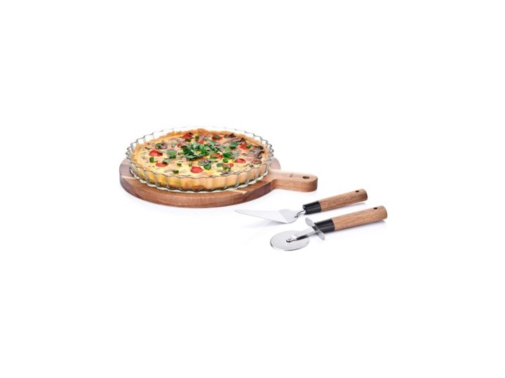 SOREN 2.0 ZESTAW SZKL. TALERZ DO PIZZY Z DESKĄ I AKCESORIAMI 30CM