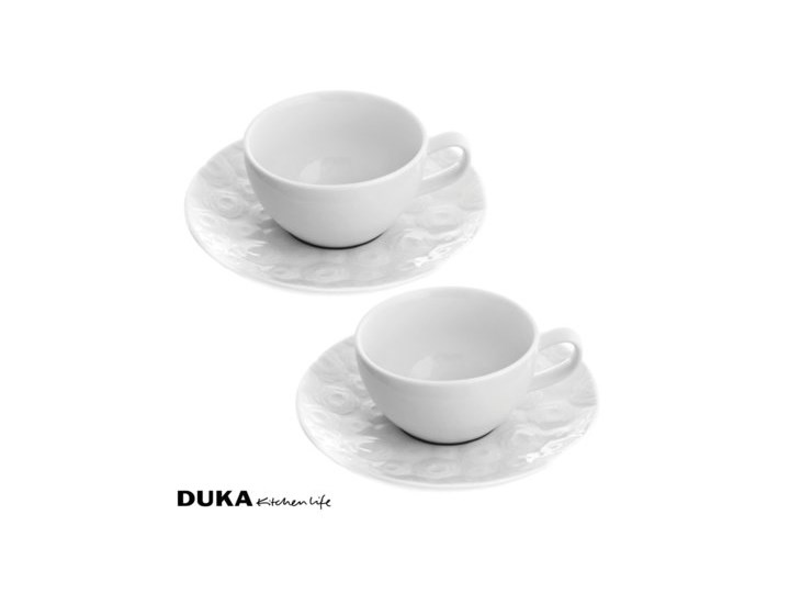 Zestaw filiżanek ze spodkami DUKA SARA 8 elementów 200 ml porcelana Kategoria Filiżanki Filiżanka ze spodkiem Filiżanka do herbaty Komplety filiżanek Kolor Fioletowy