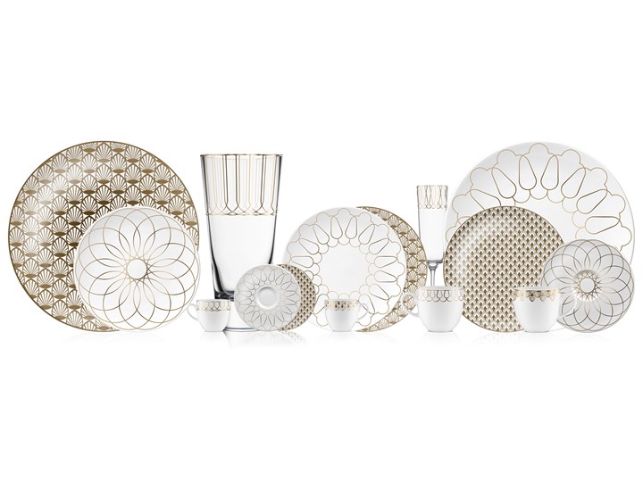Świecznik na tealight First Gold 001, proj. M. Młoczkowski, VOLA Szkło Ceramika Kolor Złoty